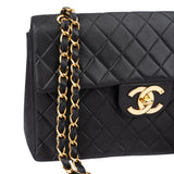 Chanel Quilted Lambskin 24K Gold Jumbo Single Flap Crossbody Bag