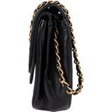 Chanel Quilted Lambskin 24K Gold Half Moon Double Flap Shoulder Bag