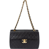 Chanel Quilted Lambskin 24K Gold Jumbo Single Flap Crossbody Bag