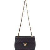 Chanel Quilted Lambskin 24K Gold Jumbo Single Flap Crossbody Bag