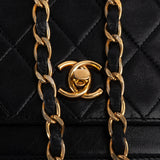 Chanel Quilted Lambskin 24K Gold Half Moon Double Flap Shoulder Bag