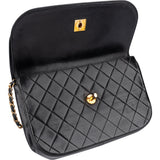 Chanel Quilted Lambskin 24K Gold Half Moon Double Flap Shoulder Bag