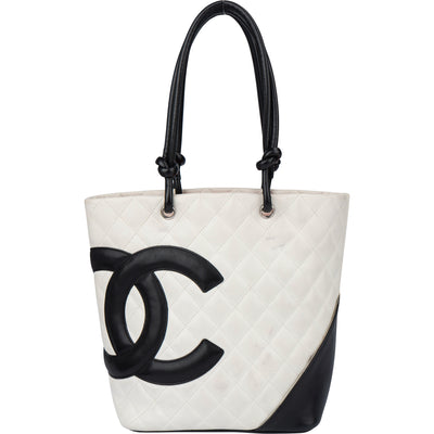 Chanel Quilted Bicolor Lambskin Cambon Handbag - vintageandkickz