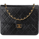 Chanel Quilted Lambskin 24K Gold Single Flap Crossbody Bag