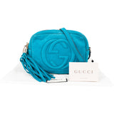 Gucci Blue Nubuk Leather GG Soho Crossbody Bag