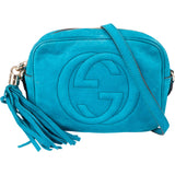 Gucci Blue Nubuk Leather GG Soho Crossbody Bag