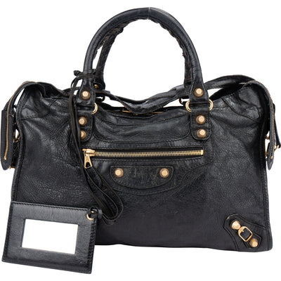 Balenciaga Black Leather City Handbag