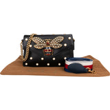 Gucci Black Leather Queen Margaret Bee Shoulder Bag