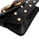 Gucci Black Leather Queen Margaret Bee Shoulder Bag