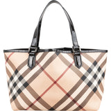 Burberry Nova-Check Monogram Patent Leather Tote Shoulder Bag
