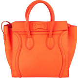 Céline Orange Calfskin Leather Luggage Handbag