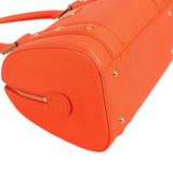 MCM Orange Grained Leather Essential Studded Small Boston Handbag