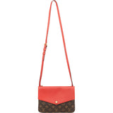 Louis Vuitton Monogram Canvas Red Leather Twice Crossbody Bag