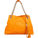 Gucci Pebbled Leather Soho Chain Tote Shoulder Bag