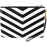 Yves Saint Laurent Chevron Quilted Monogram Leather Pouch Clutch