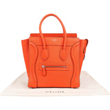 Céline Orange Grained Leather Luggage Handbag