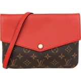 Louis Vuitton Monogram Canvas Red Leather Twice Crossbody Bag