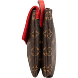 Louis Vuitton Monogram Canvas Red Leather Twice Crossbody Bag
