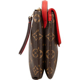Louis Vuitton Monogram Canvas Red Leather Twice Crossbody Bag