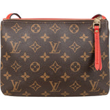 Louis Vuitton Monogram Canvas Red Leather Twice Crossbody Bag