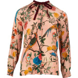 Gucci Multicolor Tian Loral Print Silk Longsleeve Blouse Top (IT40)