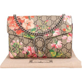 Gucci Monogram GG Supreme Blooms Dionysus Wallet On Chain Crossbody Bag