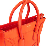 Céline Orange Calfskin Leather Luggage Handbag
