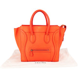 Céline Orange Calfskin Leather Luggage Handbag