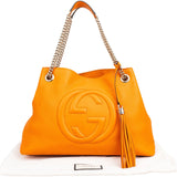 Gucci Pebbled Leather Soho Chain Tote Shoulder Bag