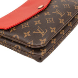 Louis Vuitton Monogram Canvas Red Leather Twice Crossbody Bag
