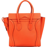 Céline Orange Grained Leather Luggage Handbag