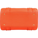 MCM Orange Grained Leather Essential Studded Small Boston Handbag