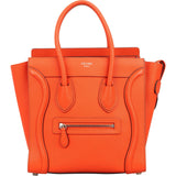 Céline Orange Grained Leather Luggage Handbag