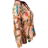Gucci Multicolor Tian Loral Print Silk Longsleeve Blouse Top (IT40)