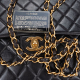 Chanel Quilted Brown Lambskin 24K Gold Single Flap Jumbo Crossbody Bag