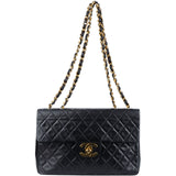 Chanel Quilted Lambskin 24K Gold Single Flap Jumbo Crossbody Bag