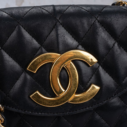 Chanel Quilted Lambskin 24K Gold Single Flap Crossbody Bag