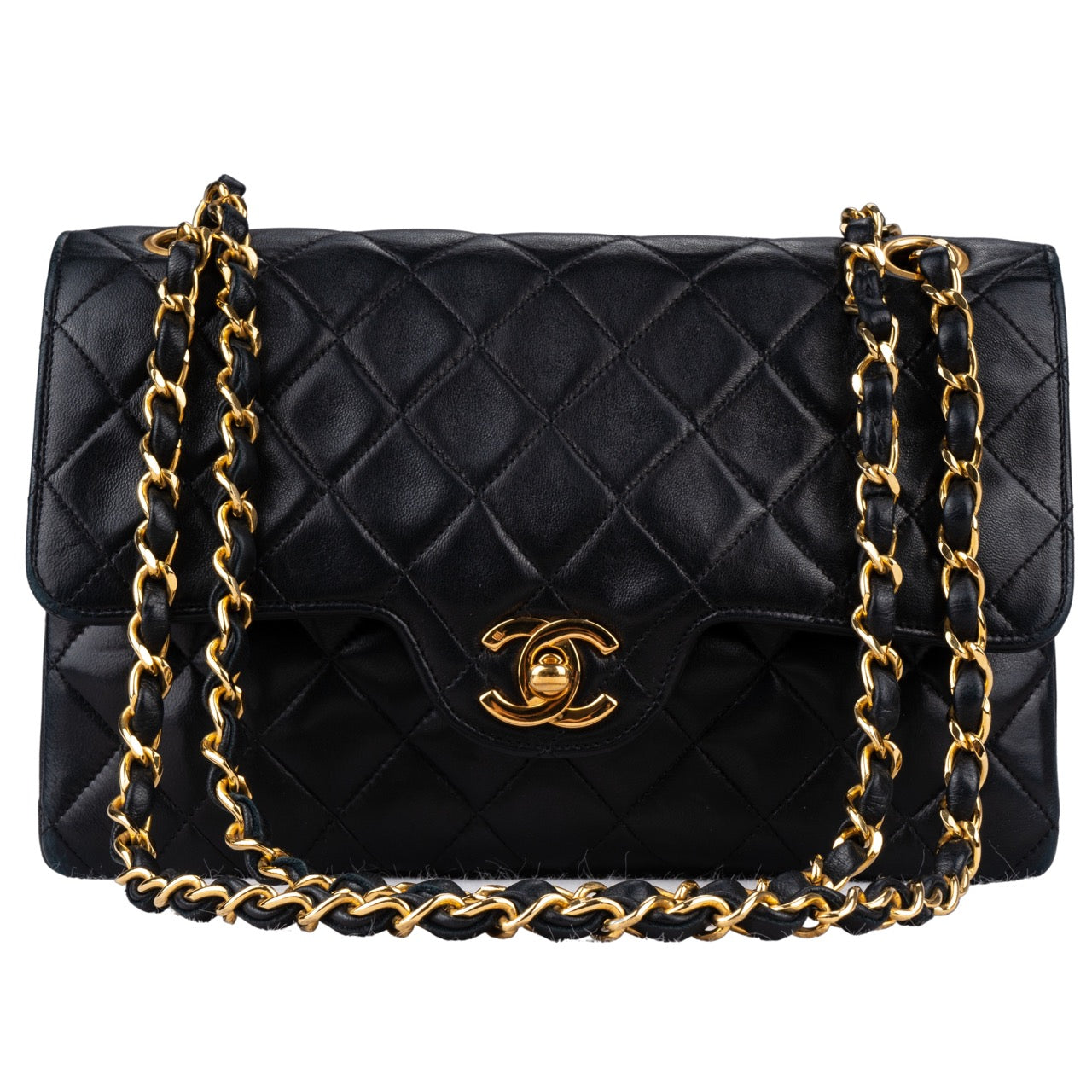Chanel Quilted Lambskin 24K Gold Double Flap Bag Small