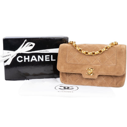 Chanel Quilted Suede Leather Mini Single Flap