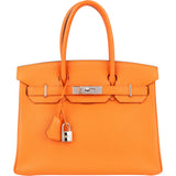 Hermès Orange Togo Leather Birkin 30 Handbag - vintageandkickz