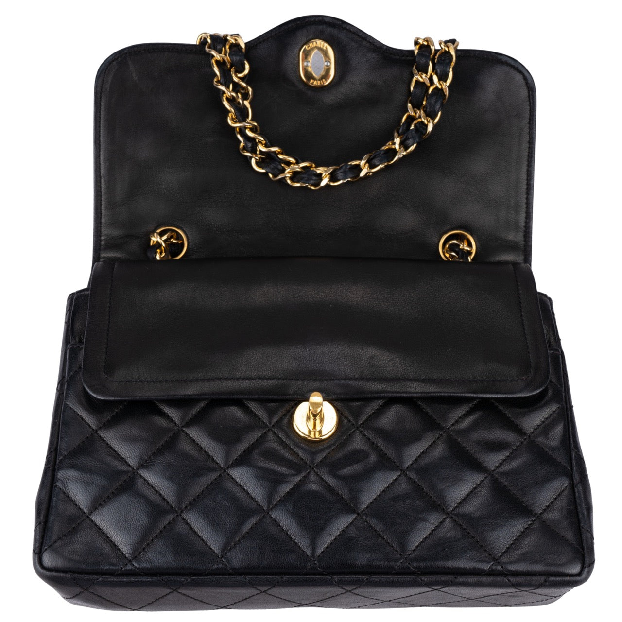 Chanel Quilted Lambskin 24K Bicolor Double Flap Small Crossbody Bag