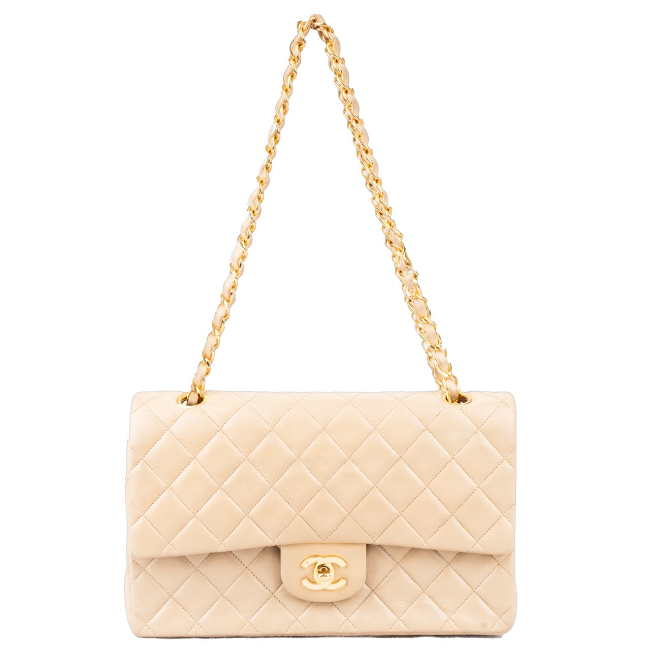 Chanel Quilted Lambskin 24K Gold Double Flap Bag Medium