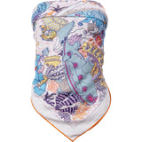 Hermes Grey Splash Park Hippodrome Gavroche Silk Cashmere 140 Scarf Tuch