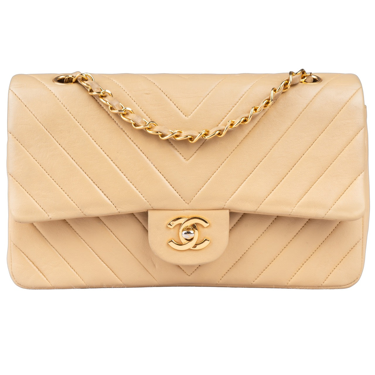 Chanel Chevron Lambskin Double Flap Bag Medium