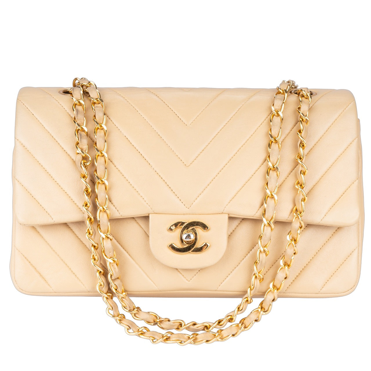 Chanel Chevron Lambskin Double Flap Bag Medium