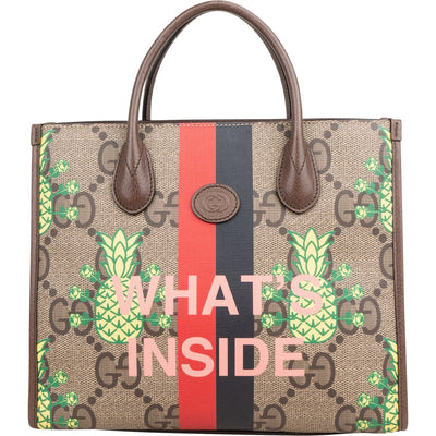 Gucci Monogram GG Supreme Limited Pineapple Small Tote Handbag