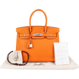 Hermès Orange Togo Leather Palladium Birkin 30 Handbag