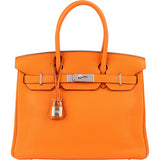 Hermès Orange Togo Leather Palladium Birkin 30 Handbag