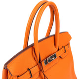 Hermès Orange Togo Leather Palladium Birkin 30 Handbag