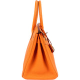Hermès Orange Togo Leather Palladium Birkin 30 Handbag